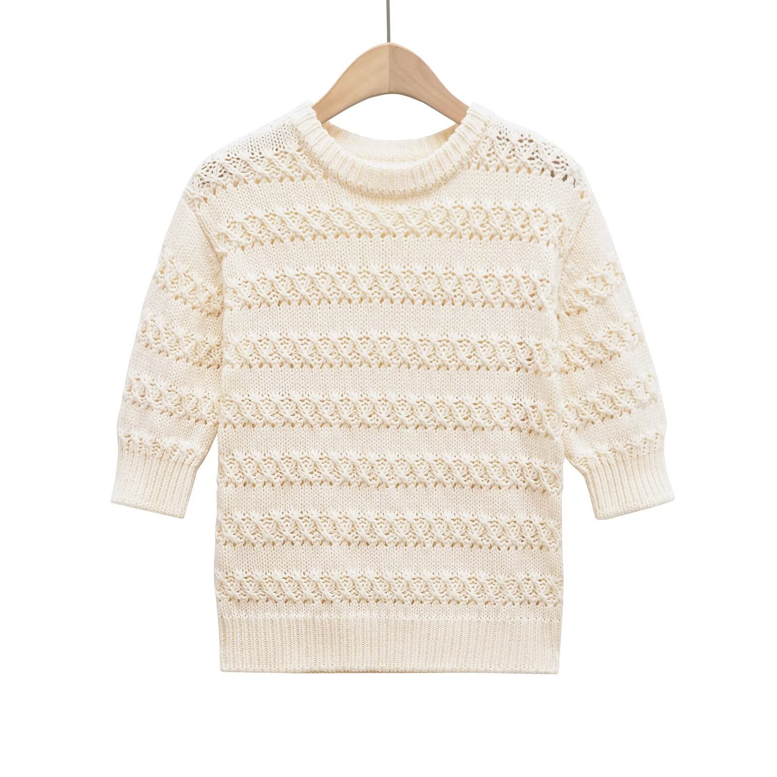 Knitted Breathable Slimming Top - Hollow Out Solid Color Knit Shirt-Casual Fashion - The Artisan's Wardrobe