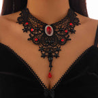 Gothic Lace Choker Necklace for Halloween Party - Geometric Lace Collarbone Chain-Casual Fashion - The Artisan's Wardrobe
