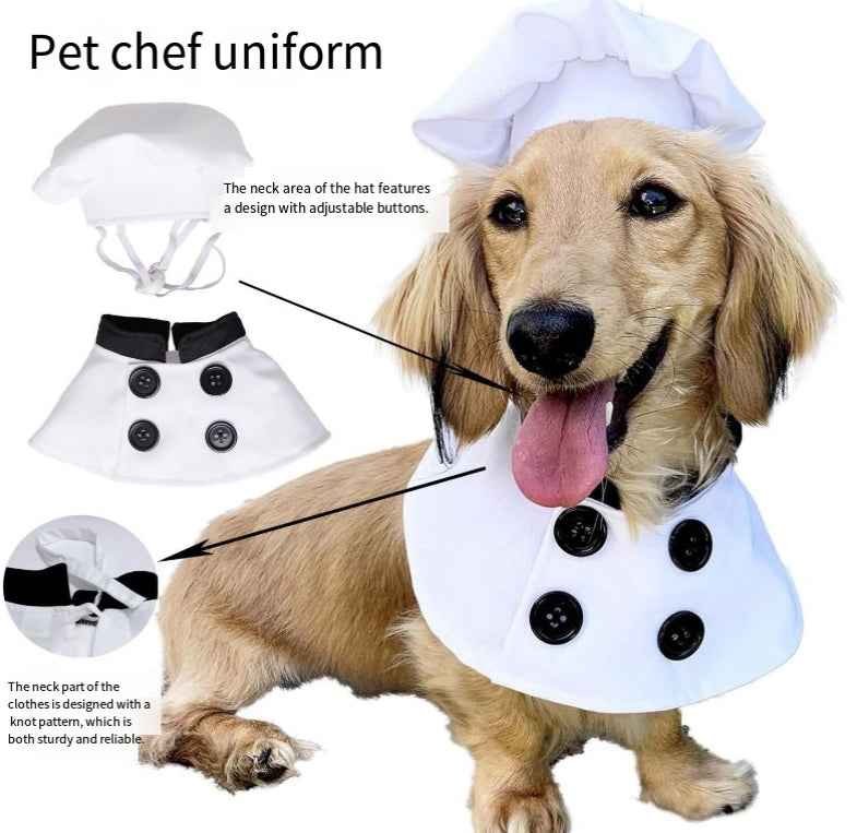 Dog Chef Costume Hat Set for Pets - Halloween Cosplay Porch Goose Outfit-Casual Fashion - The Artisan's Wardrobe