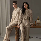 Couple's sleepwear autumn new item Wabi Sabi style cotton yarn can be worn outside loose men's and women's home clothes-Casual Fashion - The Artisan's Wardrobe