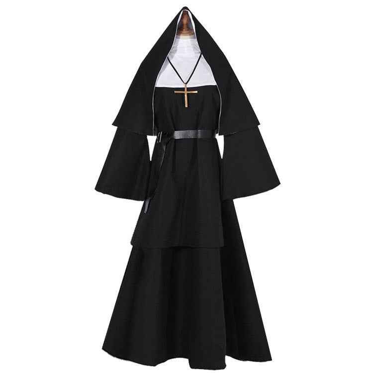 Halloween Nun Costume - The Nun Ghost Sister Cosplay Outfit, Black Horror Priest Costume-Casual Fashion - The Artisan's Wardrobe