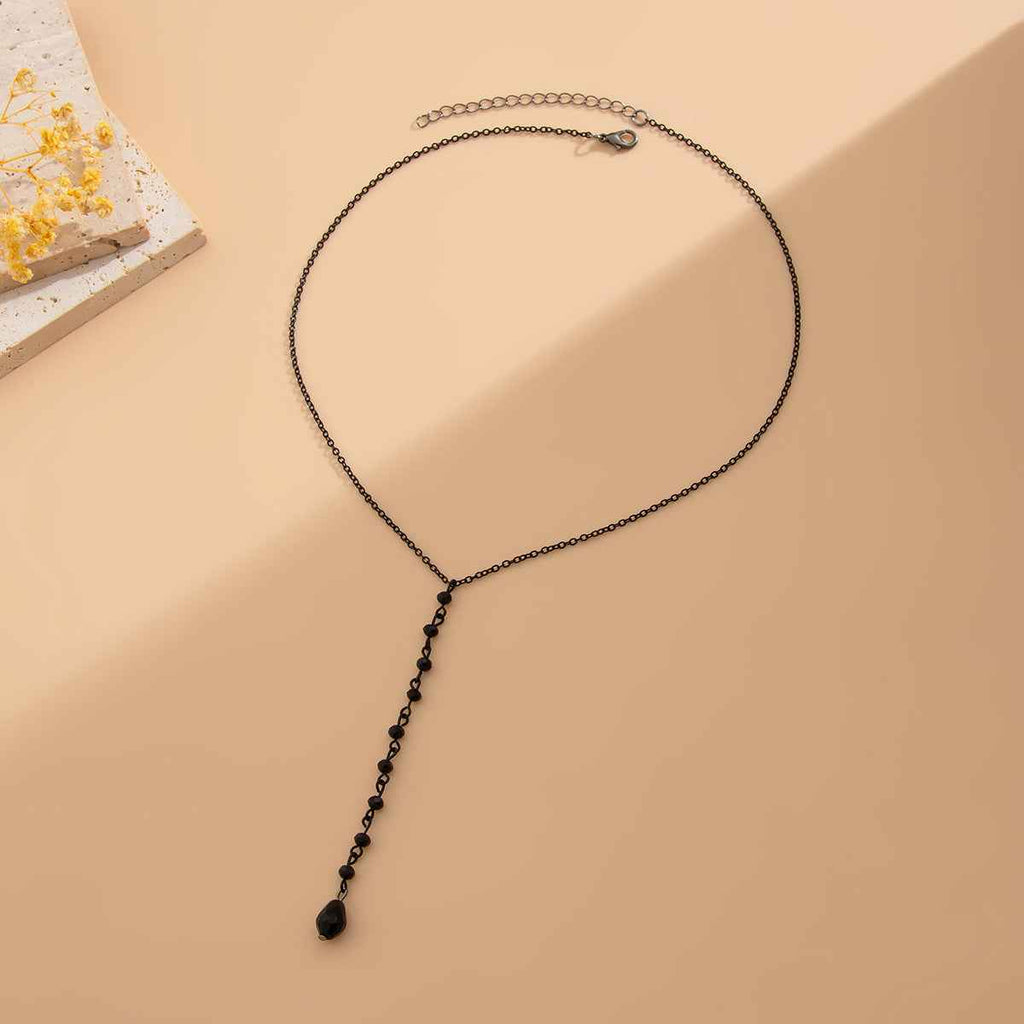 Sweet and Cool Halloween Ruby Necklace with Tassel Water Drop and Personalized Crescent Crystal Collar Chain-Casual Fashion - The Artisan's Wardrobe