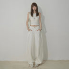 White High-Waisted Knife-Edge Jeans Women Casual Slim-Fit Wide-Leg Pants