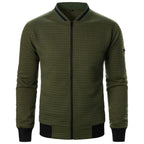Men's Plaid Sweatshirt Jacket with Zipper and Stand-Up Collar - Casual Cardigan Style-Casual Fashion - The Artisan's Wardrobe