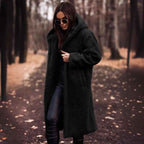 Long Sleeved Woolen Coat for Women - Stylish Long Net Color Design-Casual Fashion - The Artisan's Wardrobe