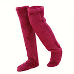 Thick leg warmers, knee pads, warm plush pants, long leg exposed socks-Casual Fashion - The Artisan's Wardrobe