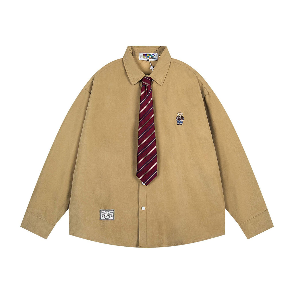 Fun Cartoon Embroidery Shirt - Unisex Loose Casual Long Sleeve Dress Shirt-Casual Fashion - The Artisan's Wardrobe