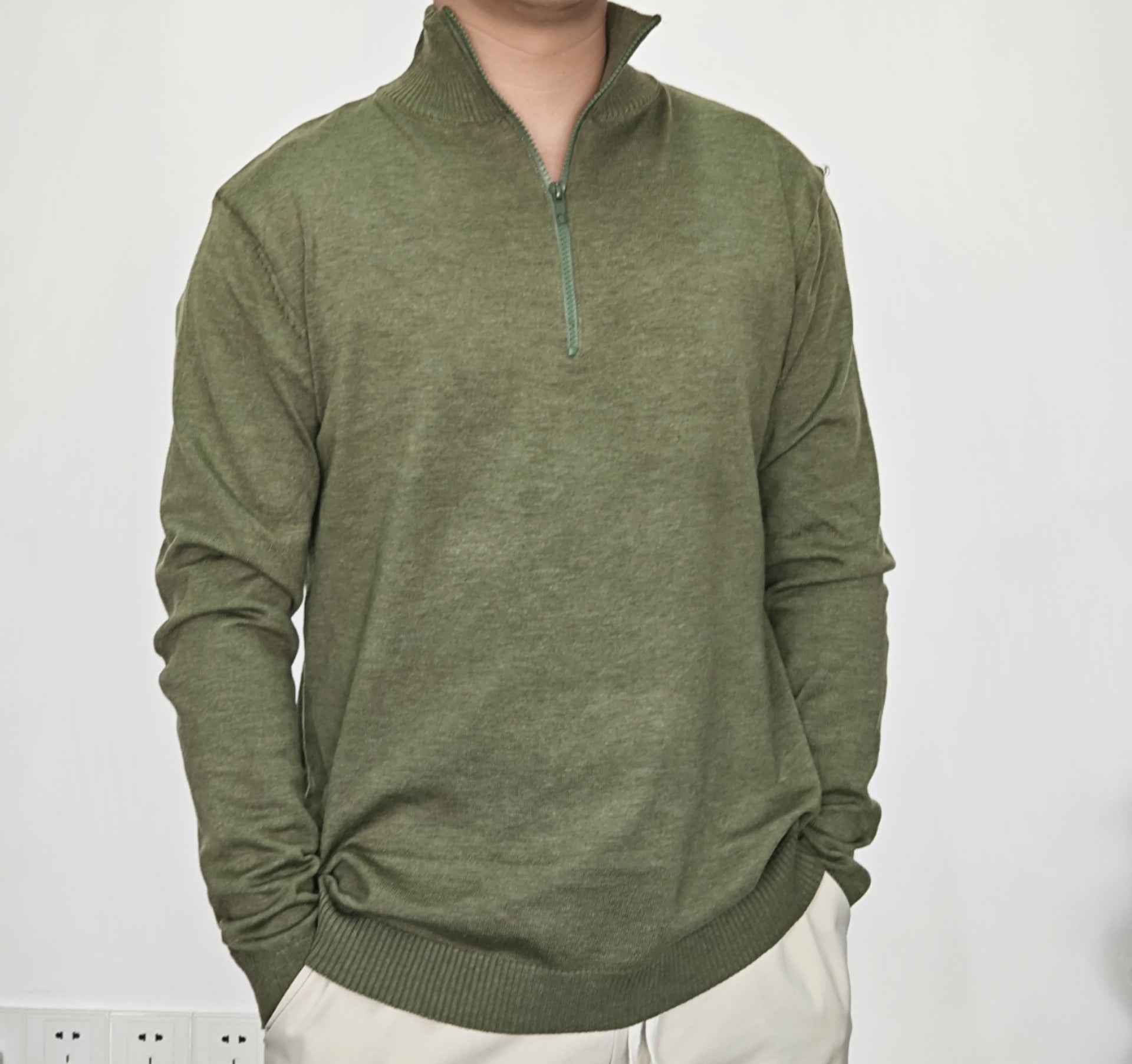 Men's Warm Wool Sweater with Zipper Stand-up Collar-Casual Fashion - The Artisan's Wardrobe