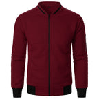 Men's Plaid Sweatshirt Jacket with Zipper and Stand-Up Collar - Casual Cardigan Style-Casual Fashion - The Artisan's Wardrobe