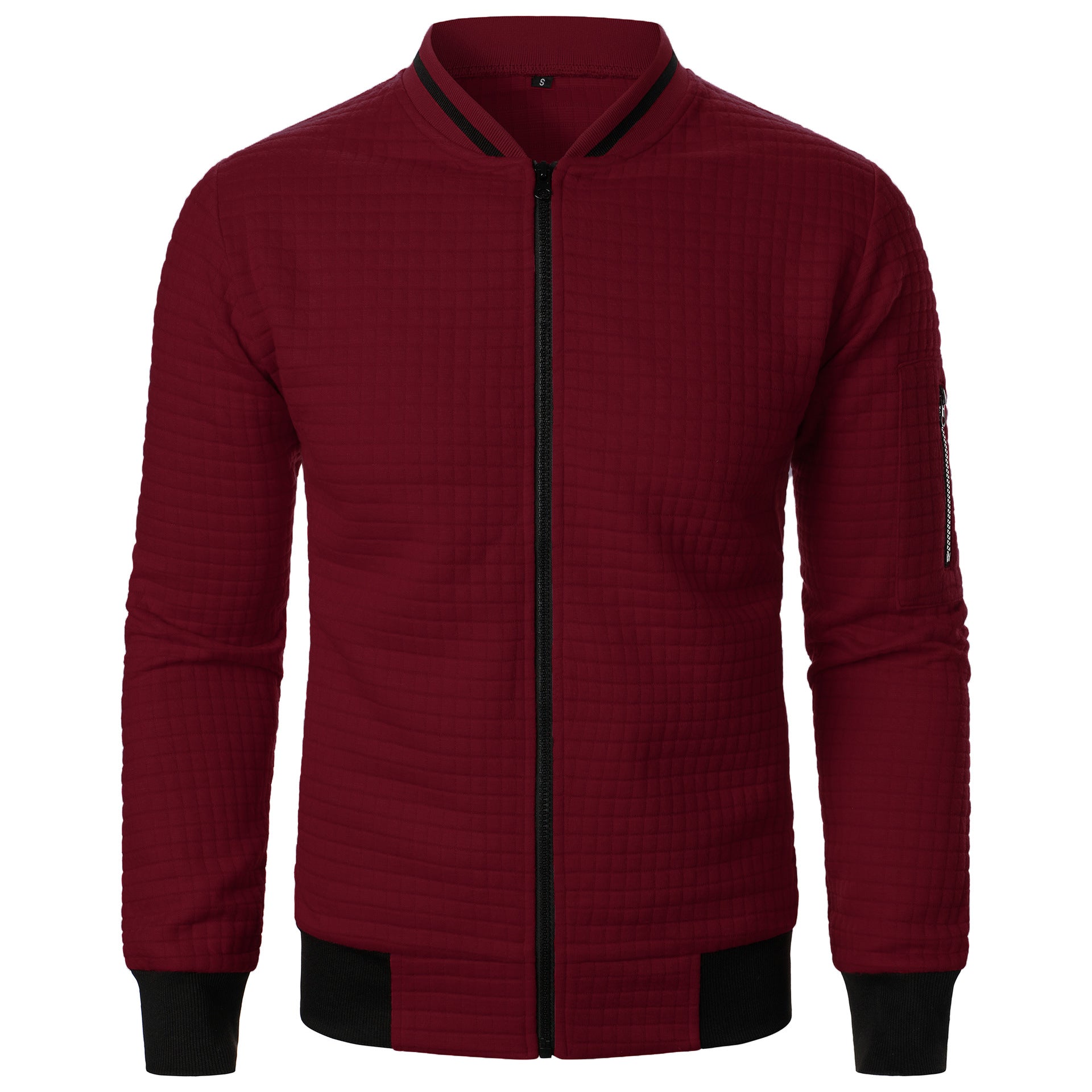 Men's Plaid Sweatshirt Jacket with Zipper and Stand-Up Collar - Casual Cardigan Style-Casual Fashion - The Artisan's Wardrobe