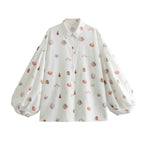 Fashion Shell Printed Long Sleeve Women's Casual Printed Shirt Set with Splicing Shorts-Casual Fashion - The Artisan's Wardrobe