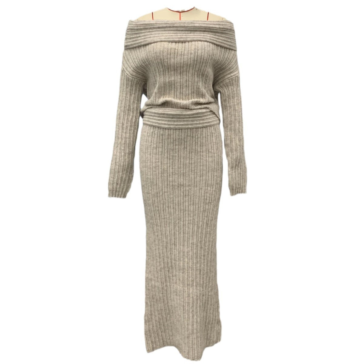 Winter Knitted Two Piece Set for Women - Elegant Off Shoulder Sweater and Slim Skirt Suit for Fashionable Office Ladies-Casual Fashion - The Artisan's Wardrobe