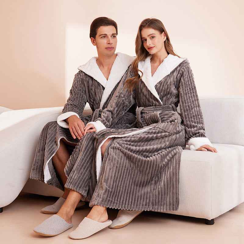 Couple's Extra Long Bathrobe - European Size Hooded Men's and Women's Sleeping Robe-Casual Fashion - The Artisan's Wardrobe