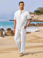 Men's Plus Size Set: Half Button Top and Drawstring Pants in Comfortable Styles-Casual Fashion - The Artisan's Wardrobe