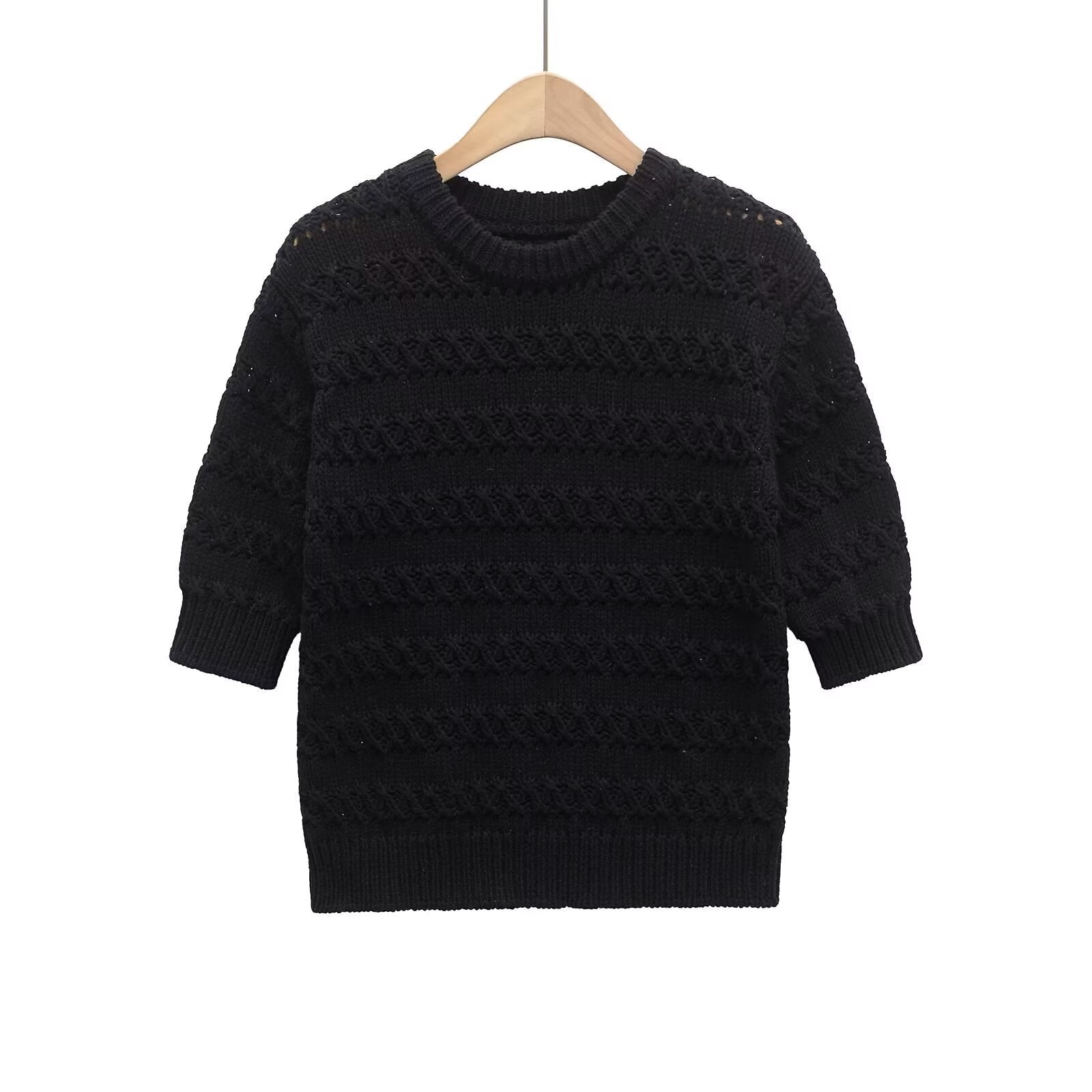 Knitted Breathable Slimming Top - Hollow Out Solid Color Knit Shirt-Casual Fashion - The Artisan's Wardrobe