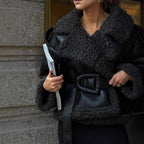 Autumn and Winter Women's Collar Fur Jacket - Stylish Short Waist Cinching Design-Casual Fashion - The Artisan's Wardrobe