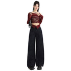 Wide Leg Jeans for Women High Waist Slim Fit Straight Loose Cuffed Floor-Length Pants