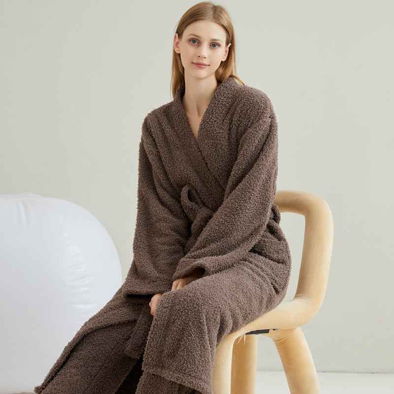 Couple Flannel Pajamas Casual European and American Loose Bathrobe Nightgown-Casual Fashion - The Artisan's Wardrobe