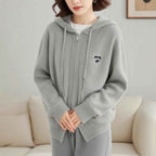 Hooded Double-Zip Cardigan for Women - Loose Slim Casual Sweater Jacket-Casual Fashion - The Artisan's Wardrobe