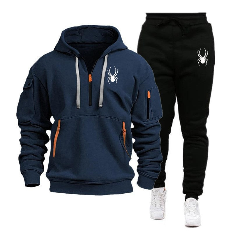European and American men's sports hoodie set printed casual sports hoodie hooded suit for men-Casual Fashion - The Artisan's Wardrobe