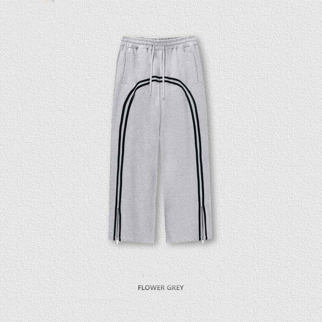 Men's Wide Leg Pants - Youth Street Trend Sports Feng Shui Wash Wax Dyed Woven Zipper Pants Vibe-Casual Fashion - The Artisan's Wardrobe