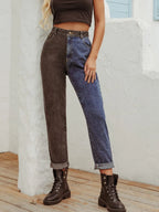 Two Tone Straight Leg Jeans