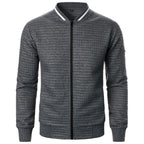 Men's Plaid Sweatshirt Jacket with Zipper and Stand-Up Collar - Casual Cardigan Style-Casual Fashion - The Artisan's Wardrobe