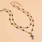Dark Style Cross Necklace - Double Layered Halloween Personalized Alloy Collarbone Chain for Spicy Girls-Casual Fashion - The Artisan's Wardrobe