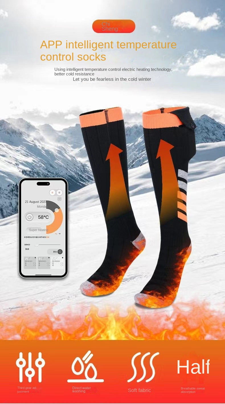 Warm Electrically Heated Socks for Winter, USB Charging Long Tube Electric Heating Socks for Skiing-Casual Fashion - The Artisan's Wardrobe