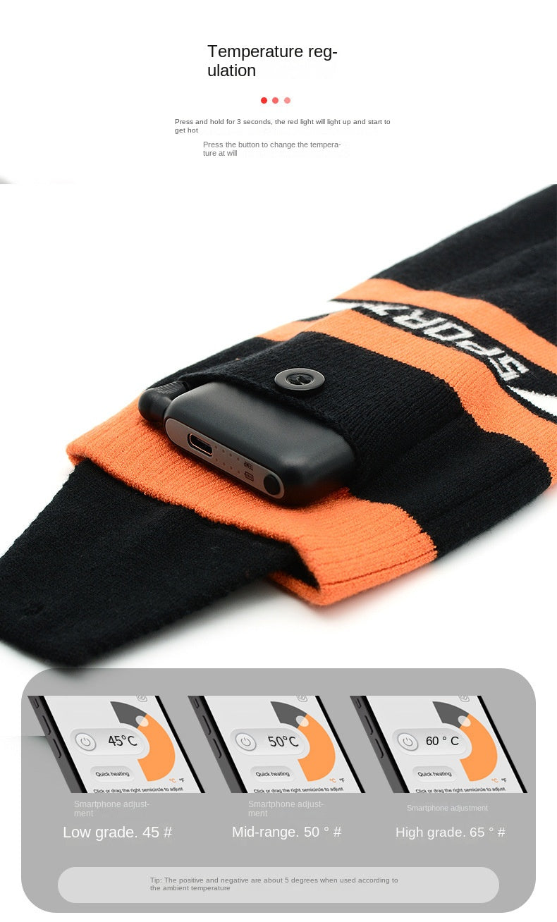 Warm Electrically Heated Socks for Winter, USB Charging Long Tube Electric Heating Socks for Skiing-Casual Fashion - The Artisan's Wardrobe