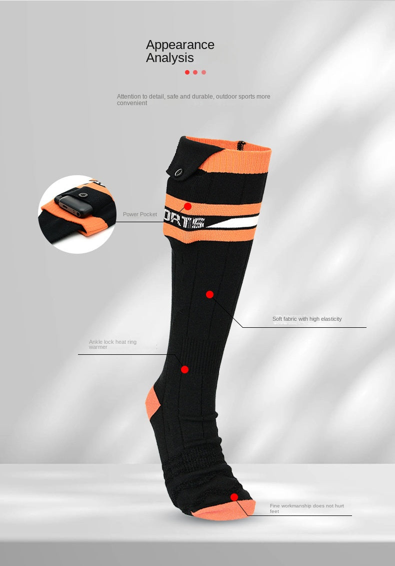 Warm Electrically Heated Socks for Winter, USB Charging Long Tube Electric Heating Socks for Skiing-Casual Fashion - The Artisan's Wardrobe